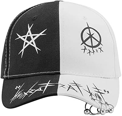 גרפיטי בייסבול כובע, קיי-פופ בני חיצוני ברזל טבעת סנאפבק כובע עם שחור לבן היפ הופ כובע, אבא כובע, נהג משאית