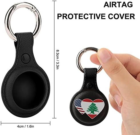 לבנון ארהב דגל לב מגן מקרה תואם עבור איירטאג עם מפתח טבעת אנטי איבד איתור מחזיק מתנה עבור ארנק מטען צווארון