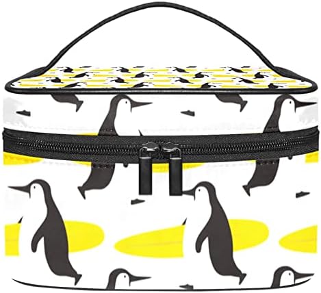תיק איפור של Yoyoamoy לנשים בנות נשים, תיק קוסמטי גדול רוכסן איפור מארגן טיול, מחזיק מברשות וטיפול בפינגווין
