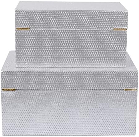 קופסאות אחסון דקורטיביות דקורטיביות של Xigexige Silver Glitter קופסאות דקורטיביות עם מכסים