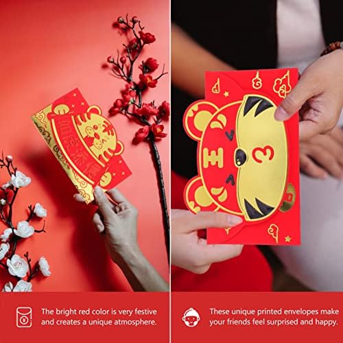 מתנות סיניות 12 יחידות סיני אדום מעטפות חמוד שנה מזל כסף מתנה מעטפות מנות הסיני חדש שנה הונג באו 2022 חדש