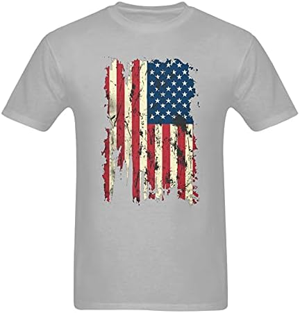 גברים דגל אמריקאי פטריוטי נשר חולצת טיול 4 ביולי גולגולת צוואר עגול שרוול קצר