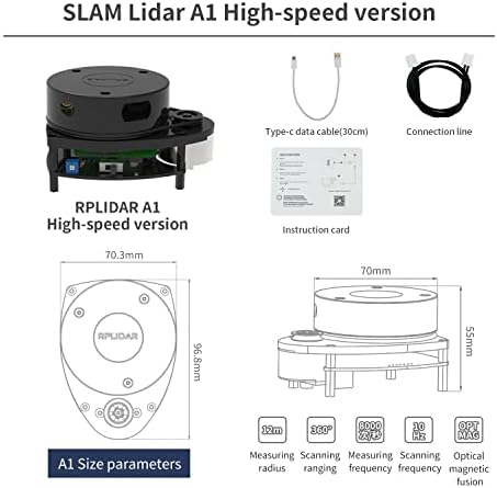 Slamtec rplidar liDar Slam A1M8 תמיכה במיפוי ניווט עבור ROS/ROS2 （שדרג את הגרסה המשופרת）