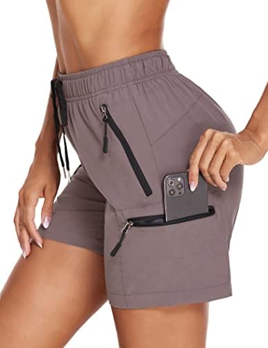 מכנסי מטען לנשים מטיילים של Pinspark מכנסיים קצרים מהיר יבש אתלטי עם 4 כיסים מכנסי קיץ מזדמנים קלים