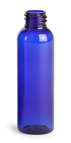 2 אונקיה של בקבוקים עגולים של קוסמו, פלסטיק לחיות מחמד ריק ללא מילוי BPA, עם כובעי דיסק טבעיים