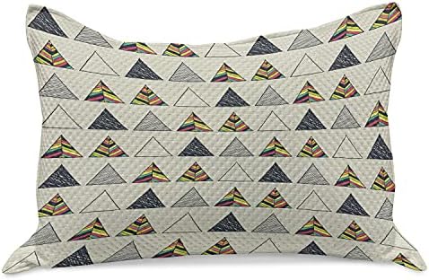 כיסוי כרית שמיכה סרוג גיאומטרי סרוג גיאומטרי, משולשים מופשטים מצוירים ביד עם איור סגנון בוהו