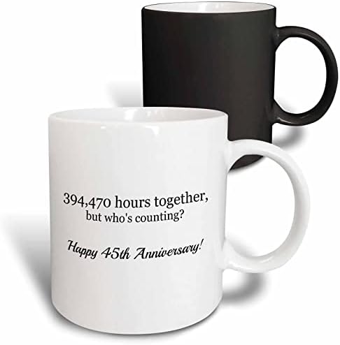 3DROSE HAPPY 44 שנה להיווסדו -385704 שעות ביחד ספל, 11oz, שחור