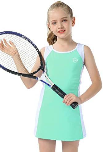 ויליט בנות טניס שמלת גולף תלבושת ילדים כותנה שמלת ספורט פעילה ללא שרוולים עם מכנסיים קצרים