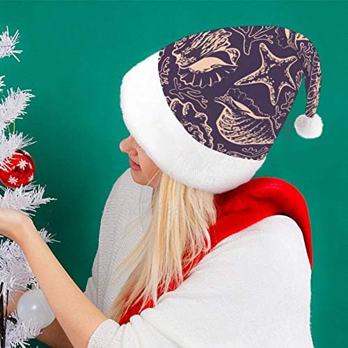 חג המולד סנטה כובע, צדף כוכב ים חג המולד חג כובע למבוגרים, יוניסקס נוחות חג המולד כובעי לשנה חדשה חגיגי תלבושות