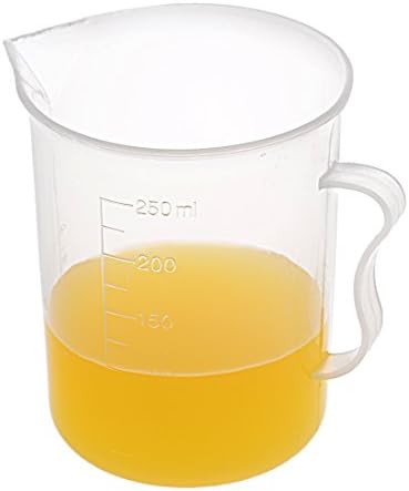 כוס מדידה 250 עמ ' פלסטיק בוגר כוס שקוף עם ידית למעבדה מטבח נוזלים