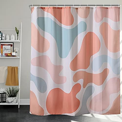 RoomTalks אמנות מודרנית וילון מקלחת מינימליסטי בדים לעיצוב אמבטיה, צורות מופשטות בוהו אסתטיות וילונות מקלחת