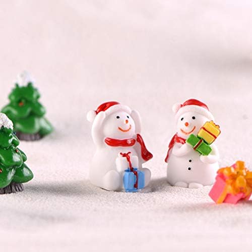 ABOOFAN 8 PCS שרף שרף שלג מעצב קישוטים לחג המולד מיני איש שלג בכובע סרוג חצר גן חצר שרף קישוט יד מתנה מתנה