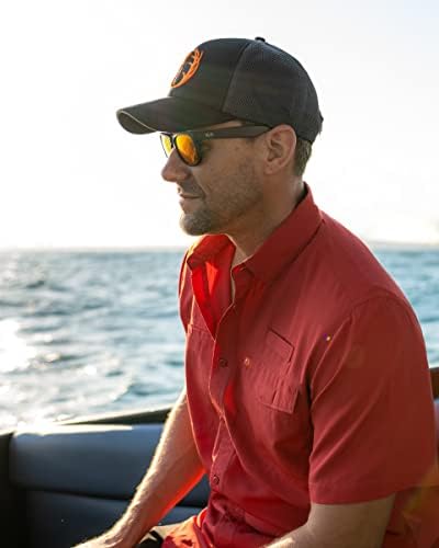 כפתור שרוול קצר של שרוול הקצר האמריקני למטה חולצת דיג לרשת פולי לגברים