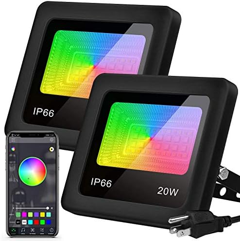 20 וואט דו-חבילה LED RGB אפליקציית Floodlight Control Bluetooth Control חיצוני/מעומק מקורה RGBW צבע מחליף