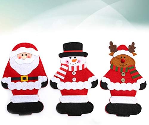 PartyKindom 6 PCS חותך חג מולד ותיק מזלג סנטה קלאוס איש שלג איילים סכום מטבח מחזיקי כלי שולחן כיסים