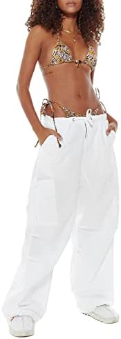 מכנסי מטען של קוסן נשים מכנסי מצנח רגל רחבים רחבים מכנסיים רופפים מכנסיים עם מכנסי טרנינג בכיס