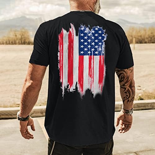 Xxbr 4 ביולי גברים של שרוול קצר חולצות פטריוטיות, דגל אמריקה הדפסת דגל אמריקאי רזה