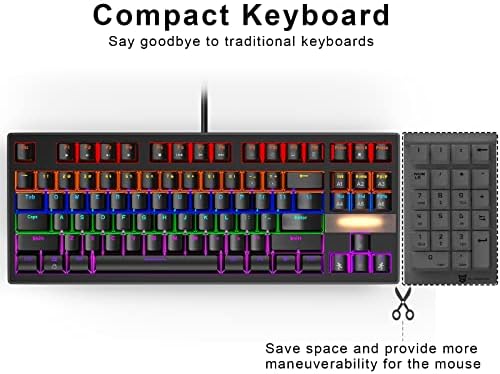 מקלדת משחק מכנית של Anivia 87 מקשים קטנים קומפקטיים קומפקטיים מולטי -צבע אחורי MK1 מקלדת משחקי USB Wired