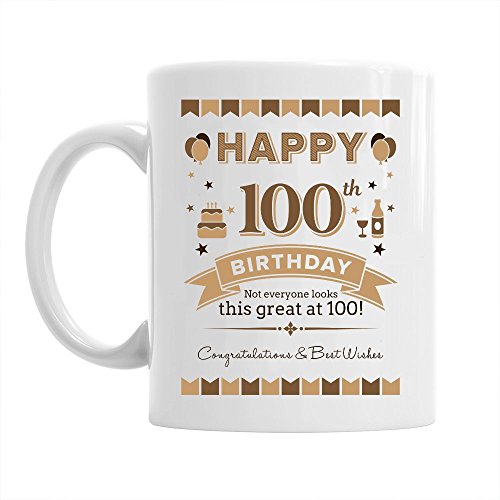 ספל מתנה ליום הולדת 100 לגברים שמח 100 יום הולדת מאה כוס קפה 11oz