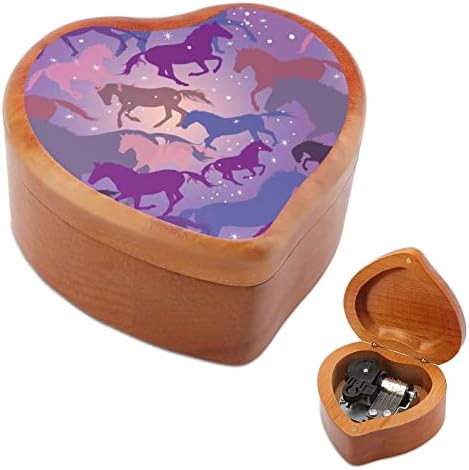 נודקיו צורת לב סוס קופסת מוסיקה מעץ קופסת וינטג 'שעון קופסה מוזיקלית יום הולדת