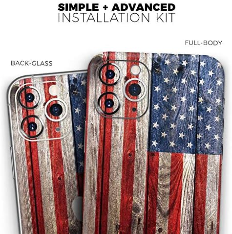 עיצוב דגל אמריקאי מעץ מעץ - Designskinz מגן על מדבקות ויניל עטיפת עור עטיפה תואם לאייפון אפל 11