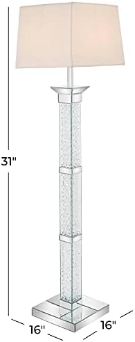 DECO 79 מנורת רצפת מלבן זכוכית גלאם, 16 x 16 x 64 , כסף