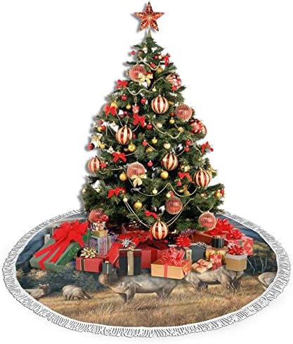 חצאית עץ חג המולד של חיה של חיה, מחצלת חצאית עץ חג המולד עם ציצית לעיצוב מסיבת חתונה לחג 48
