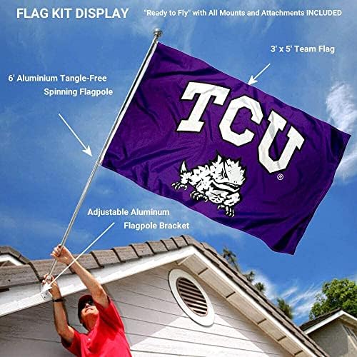 אוניברסיטת טקסס כריסטיאן 3x5 דגל וסוגר מוט הר הצרור