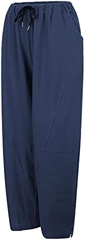קינגאוגו קל משקל רגל רחבה בתוספת גודל פשתן מכנסיים באגי נוח טרקלין מכנסיים אלסטי מותניים אתלטי