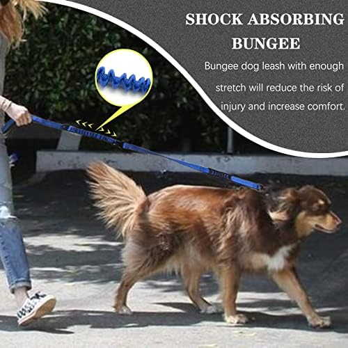 רצועת כלבים כבדה של כלב עם אבזם חגורת בטיחות ברכב וזמן סופג באנג'י רצועה רפלקטיבית בקרת תנועה ידית כפולה לכלבים