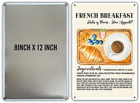 מצחיק מטבח ציטוט מתכת פח סימן קיר תפאורה, רטרו צרפתית ארוחת בוקר טעמים של פריז מטבח סימן עבור בית תפאורה מתנות