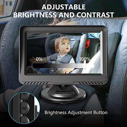 1080p מצלמת מושב אחורי של מכונית לתינוק, מסך צג HD 4.3 אינץ ', מראה רכב לתינוק ראיית לילה, מצלמת מושב