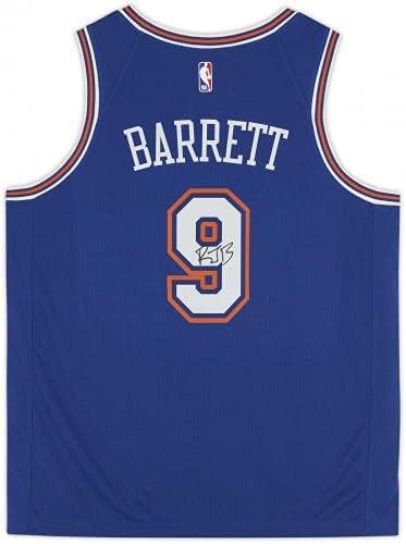 RJ Barrett New York Knicks חתימה על המותג ג'ורדן אייקון כחול סווינגמן ג'רזי - חתימה על גופיות NBA