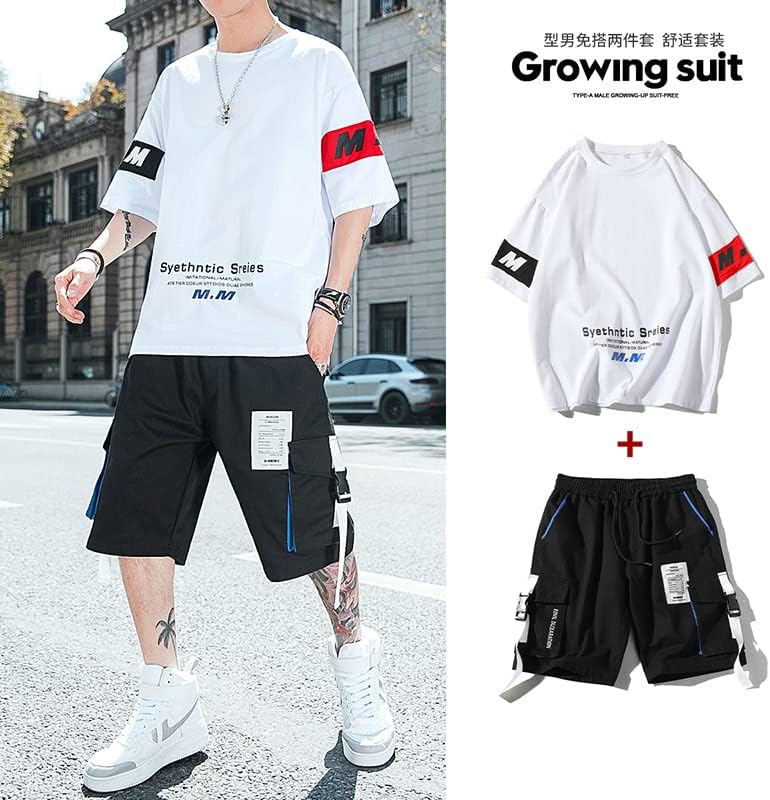 קיץ קוריאני קוריאני בן 2 חלקים מגדירים סטים שרוולים קצרים מזדמנים הדפס חולצת טריקו+מכנסיים קצרים מכנסיים מתאימים