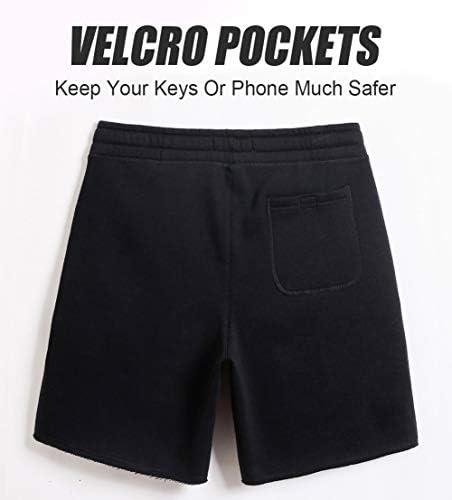 Caloleyng Mens כותנה 8 ארוך טרקלין מזדמן מכנסיים קצרים בכיסים ג'וג'ר אימון אתלטי אימון מכנסי כושר