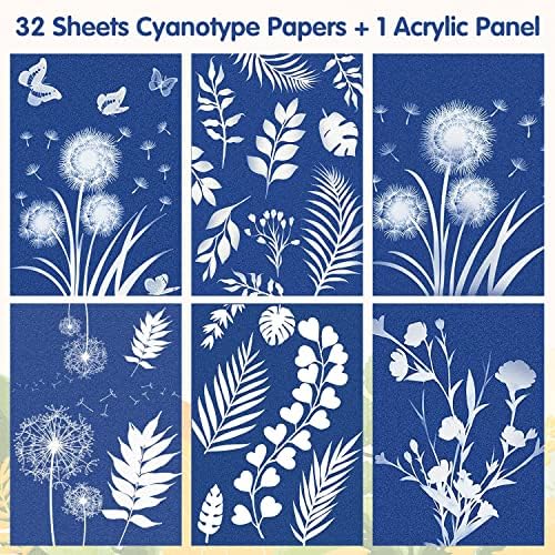 33 סדין ערכת נייר הדפסת שמש A5 נייר ציאנוטיפ נייר רגישות גבוהה נייר שמש DIY ציור סולארי נייר נייר הדפסת טבע