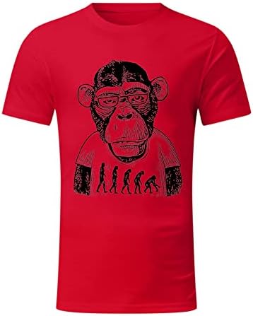 חולצות טריקו של קיץ UBST לשרוול קצר גברים, שימפנזי קוף הדפס הדפס קרוס צמרת טופ טופ חולצת טשט