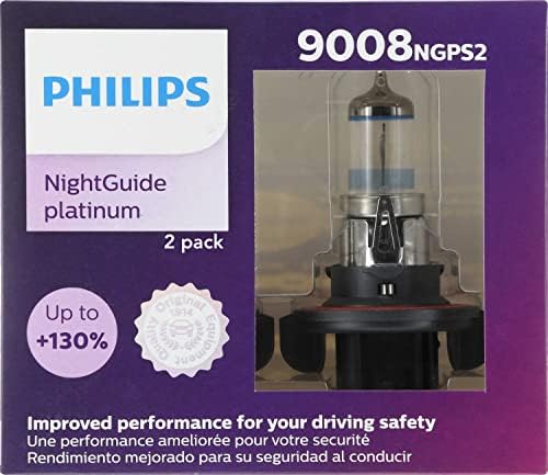 תאורת רכב של פיליפס 9008 נורת פנס שדרוג פלטת פלטינה, חבילה של 2