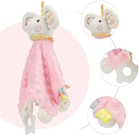 FDIT עכבר קטן אבטחת תינוקות, תינוקות נוחות מגבת כפה חמודה מצוירת בצורת עכבר ורוד צורה שמיכת בטיחות