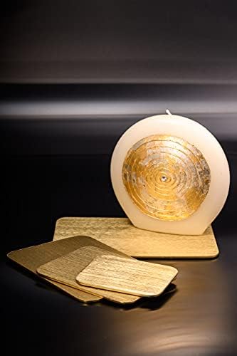 צלחת נרות נקלאוס אלומיניום זהב 13x10 סמ מלבני צלחת דקורטיביות שולחן קישוט מוברש - עיצוב 10412