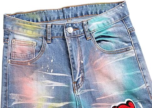 מכנסי ג'ינס לרחוב לרחוב קרוע לגברים מכנסי ג'ינס לגברים חור אופנה דק ישר