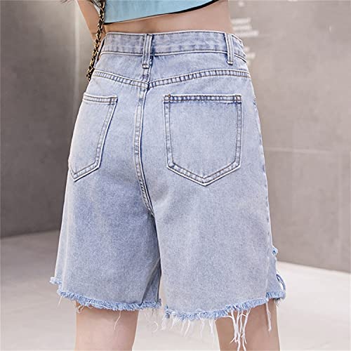 נשים של בלוי מכפלת ז 'אן ברמודה מכנסיים קיץ גבוה מותן ינס קצר מכנסיים מקרית במצוקה הברך אורך קצר ג' ינס