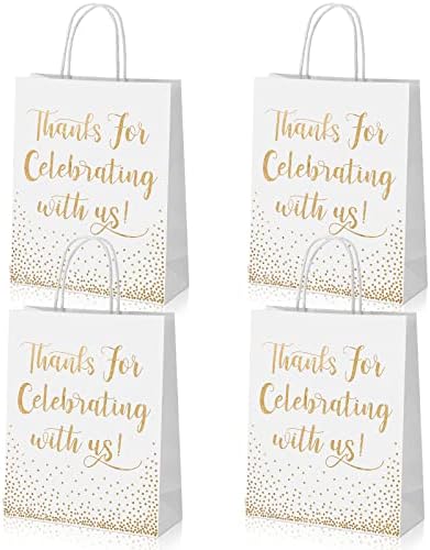 45 יחידות חתונה בברכה שקיות עבור מלון אורחים זהב רדיד חתונה מתנת שקיות עם ידיות תודה לחגוג איתנו נייר