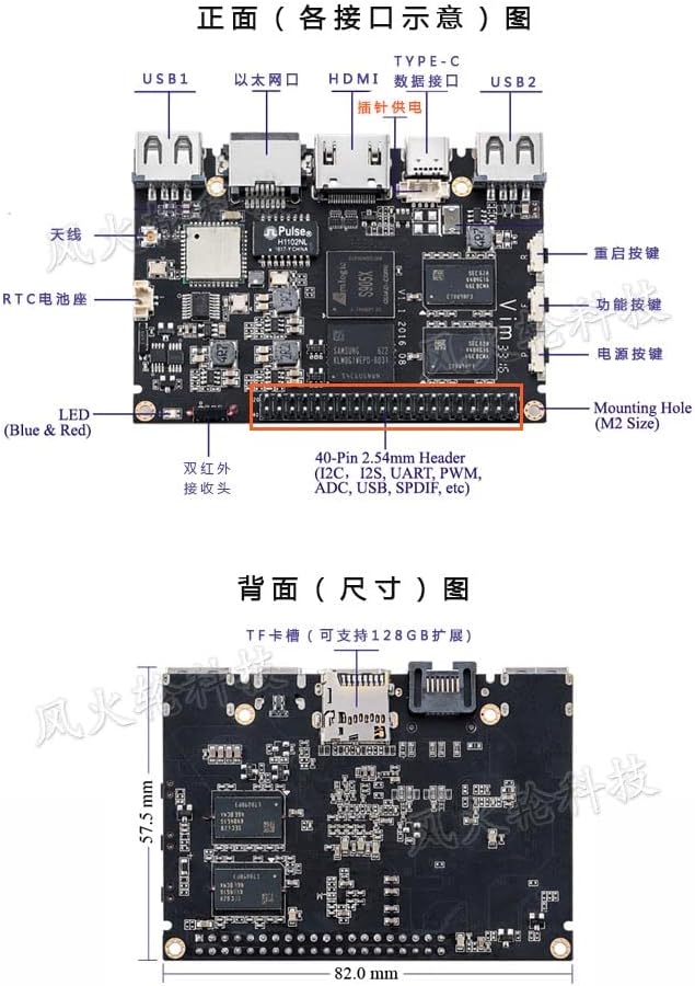 לוח פיתוח מרובע ליבות S905X חאדס VIM1 לוח אם בסיסי 7.1/8.0 Raspberry Pi 3B -