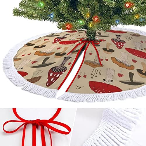 עץ העץ של חצאית עץ חג המולד של פטריות השונות עץ עץ עץ חצאית עם גדילים לקישוט חג המולד של מסיבת
