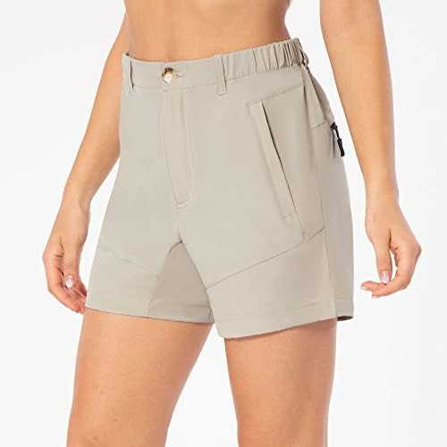 Evioset Womens 5 אינץ 'מכנסי טיולים קצרים מהיר עמיד במים יבש מכנסיים קצרים גולף עם כיסי רוכסן