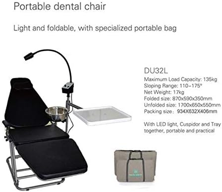 כיסא קיפול נייד של Eoral DU-32L עם מנורת בחינה+כיסא רופא+מגש מכשירים+CUSPIDOR+תיקים ניילון אותנו