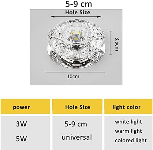 17 מארז תאורת תקרת קריסטל הר סומק מטבח תאורה שקועה 3 ואט 5 ואט הוביל אור ללא צבע 2 אינץ ' - 3.5 בגלגל