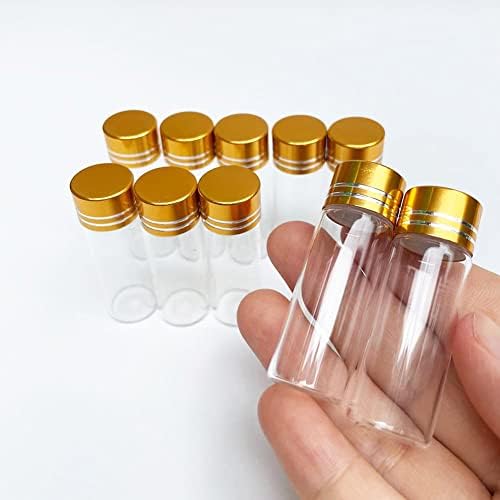 10 יחידות 16 על 45 ממ בקבוקי זכוכית בקבוקי זכוכית קטנים זעירים 4 מיליליטר עם כובעים זהב