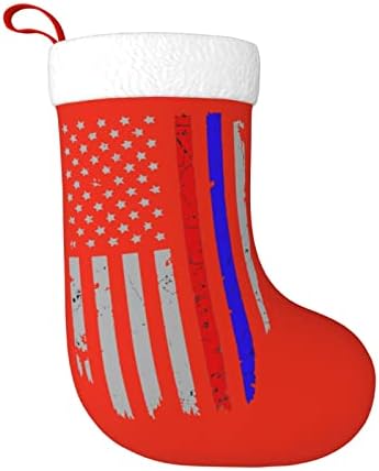 יויוי דגל אמריקאי קו אדום כחול כבאי כבאי חג המולד קישוט חג קישוט אח תליה גרב 18 אינץ 'גרביים
